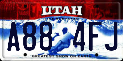 UT license plate A884FJ