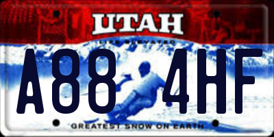 UT license plate A884HF