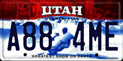 UT license plate A884ME