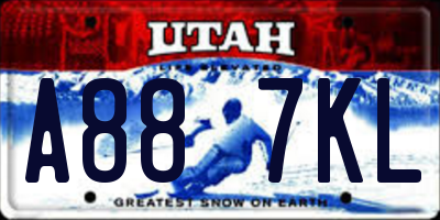UT license plate A887KL
