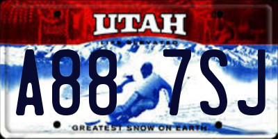 UT license plate A887SJ