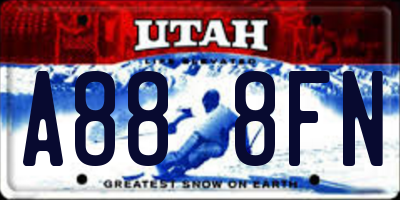 UT license plate A888FN
