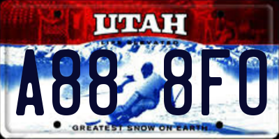 UT license plate A888FO