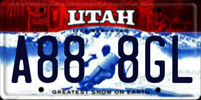 UT license plate A888GL
