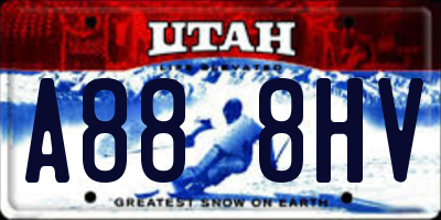 UT license plate A888HV