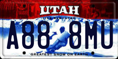 UT license plate A888MU