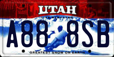 UT license plate A888SB