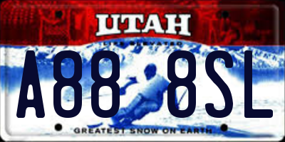 UT license plate A888SL