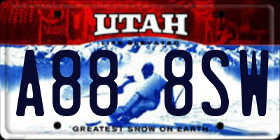 UT license plate A888SW