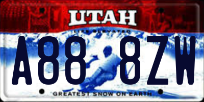 UT license plate A888ZW