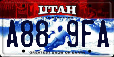 UT license plate A889FA