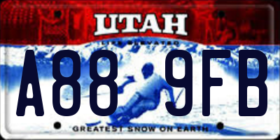 UT license plate A889FB