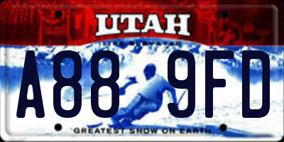 UT license plate A889FD