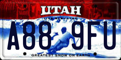 UT license plate A889FU