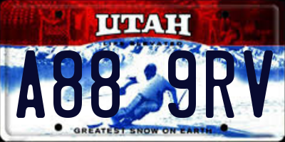 UT license plate A889RV