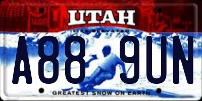 UT license plate A889UN