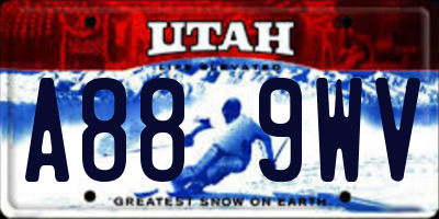 UT license plate A889WV