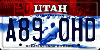 UT license plate A890HD
