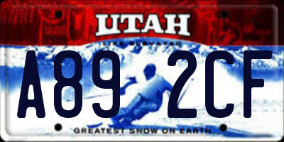 UT license plate A892CF
