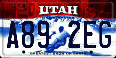 UT license plate A892EG