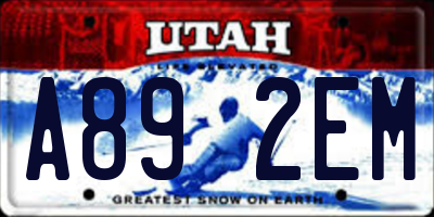 UT license plate A892EM