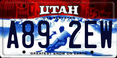 UT license plate A892EW