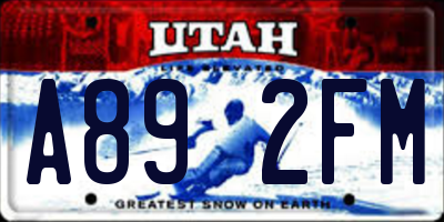 UT license plate A892FM