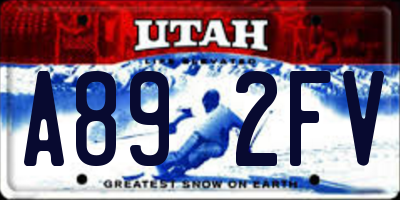 UT license plate A892FV