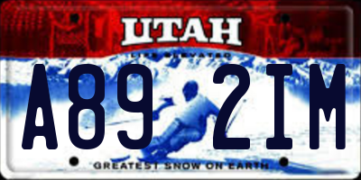 UT license plate A892IM