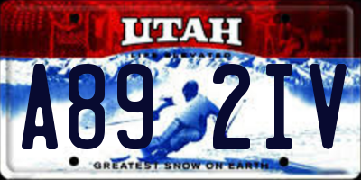 UT license plate A892IV