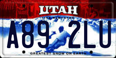 UT license plate A892LU