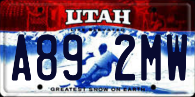 UT license plate A892MW