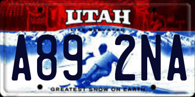 UT license plate A892NA