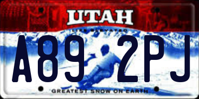 UT license plate A892PJ