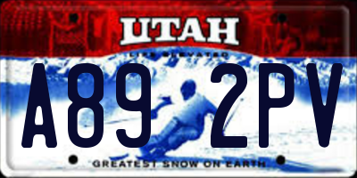 UT license plate A892PV