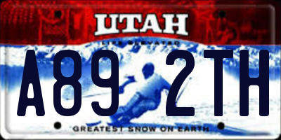 UT license plate A892TH