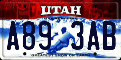 UT license plate A893AB