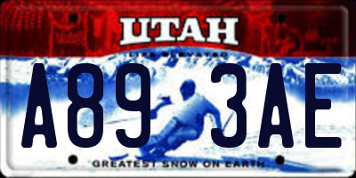 UT license plate A893AE