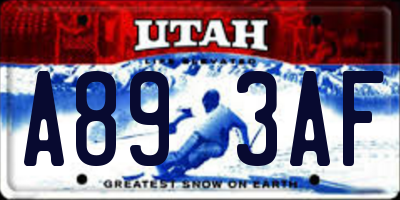 UT license plate A893AF