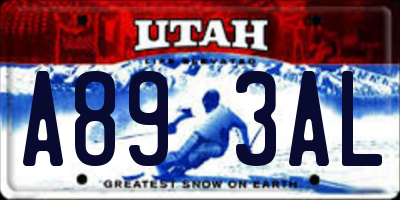 UT license plate A893AL