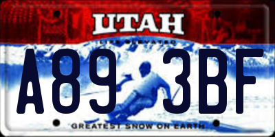 UT license plate A893BF