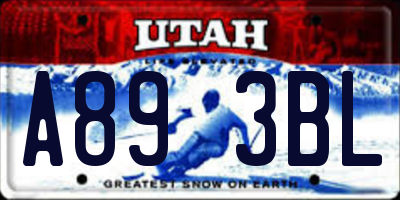 UT license plate A893BL