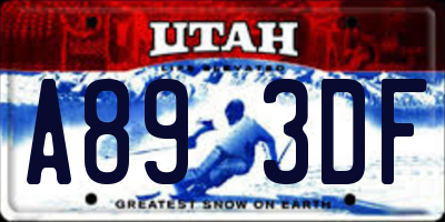 UT license plate A893DF