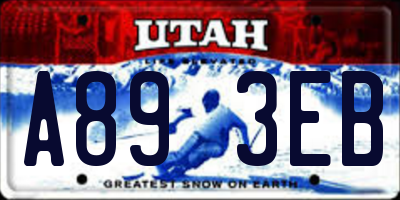 UT license plate A893EB