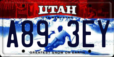 UT license plate A893EY