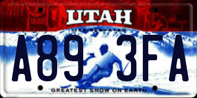 UT license plate A893FA