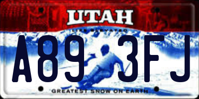 UT license plate A893FJ