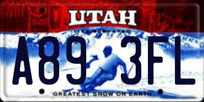 UT license plate A893FL