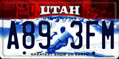 UT license plate A893FM