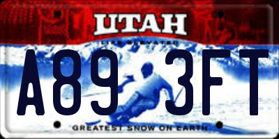 UT license plate A893FT